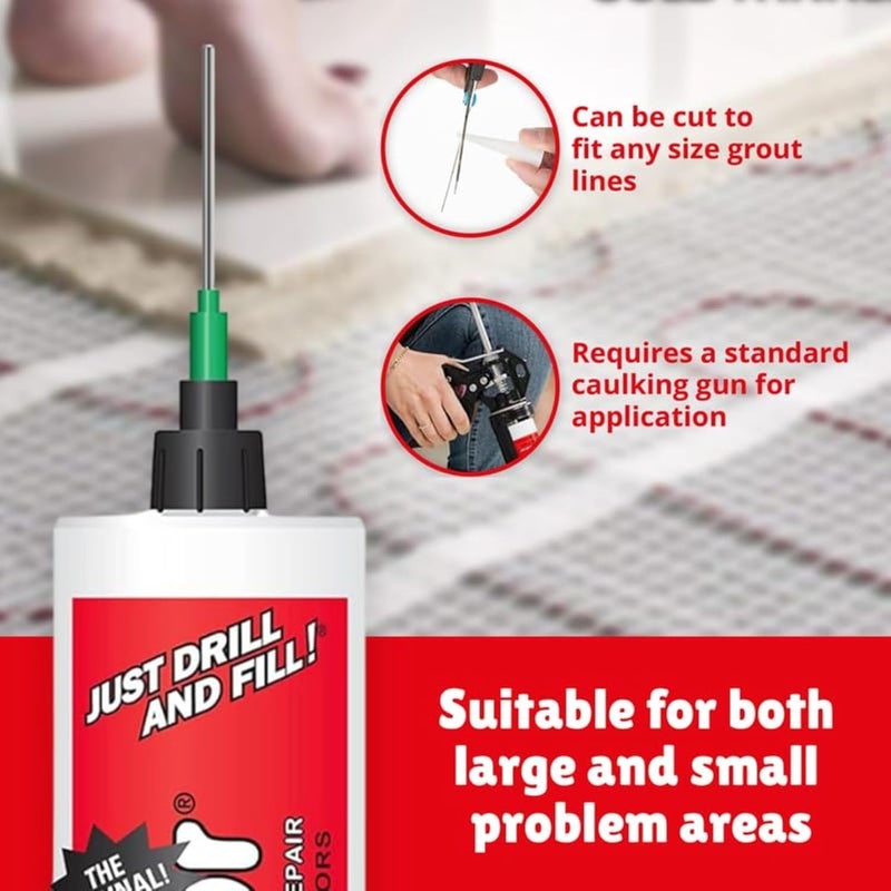 Fix-A-Floor The Original Loose Tile Repair Adhesive PRO Pack! Includes a Micro Syringe Injector and Two Drill Bits -Tile, Porcelain, Ceramic, Marble, Stone, Wood Floor. Pack of 2 - Image 4